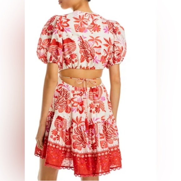 FARM Rio Red and White Floral Mini Dress - Picture 3 of 13